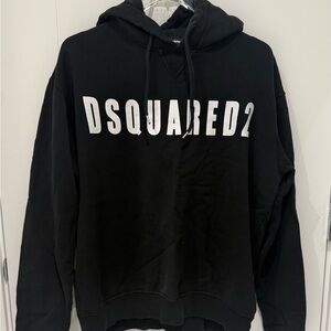 DSQUARED2 Men's Black and White Logo Hoodie